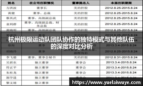 杭州极限运动队团队协作的独特模式与其他队伍的深度对比分析